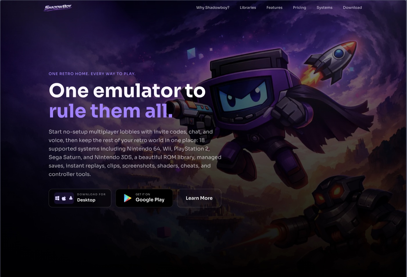ShadowBoy website — designed and built by Casey Collier